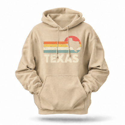 Texas Retro Sunset Stripes State Silhouette Hoodie