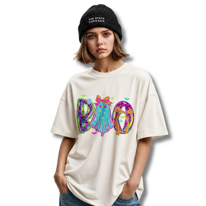 America Coquette Ghost Boo Neon Leopard Halloween Shirt