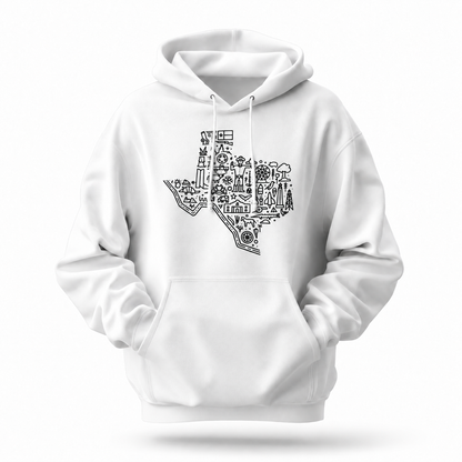 Texas State Map Line Art Icons Hoodie