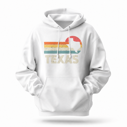 Texas Retro Sunset Stripes State Silhouette Hoodie