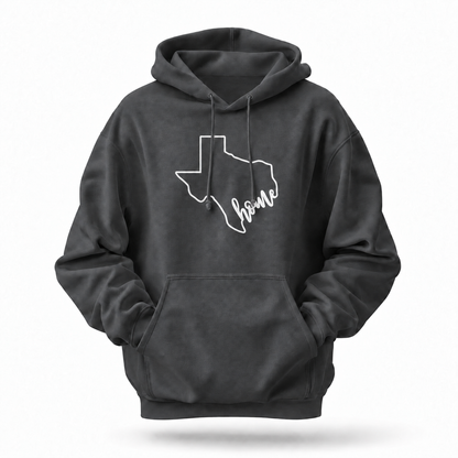 Texas Home State Outline Minimalist Script Hoodie