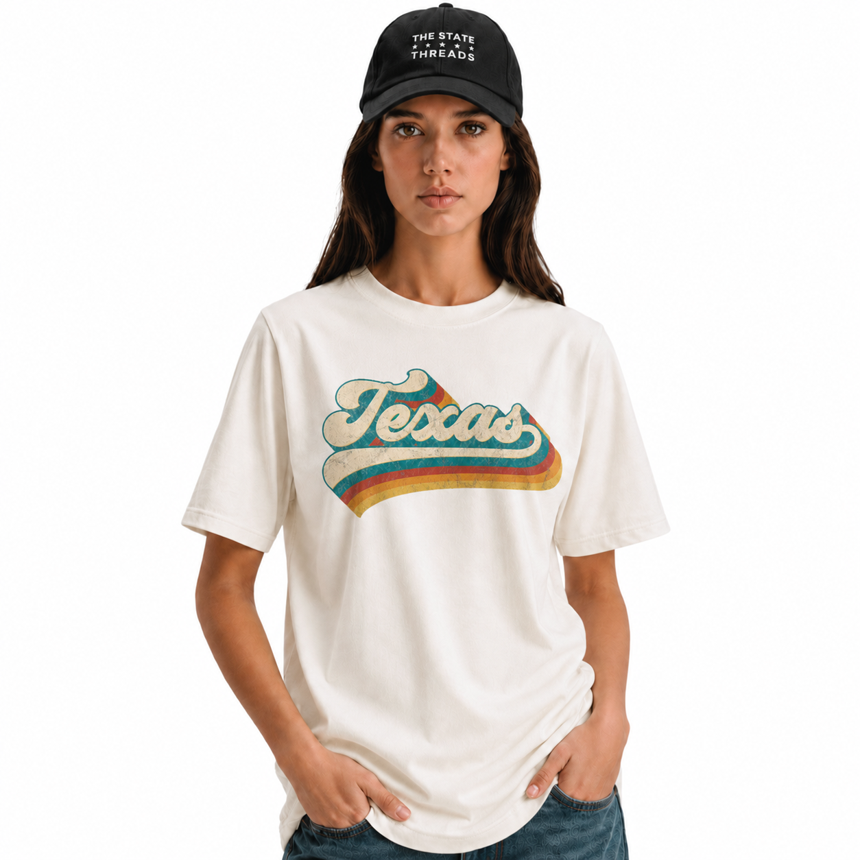 Texas Retro Script Rainbow Shirt