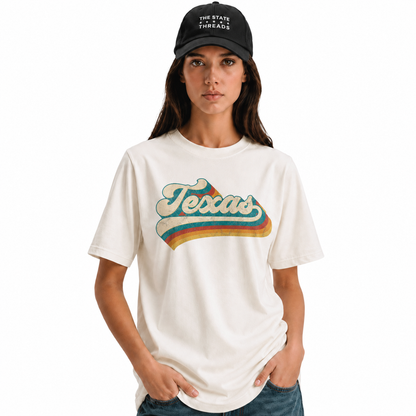 Texas Retro Script Rainbow Shirt