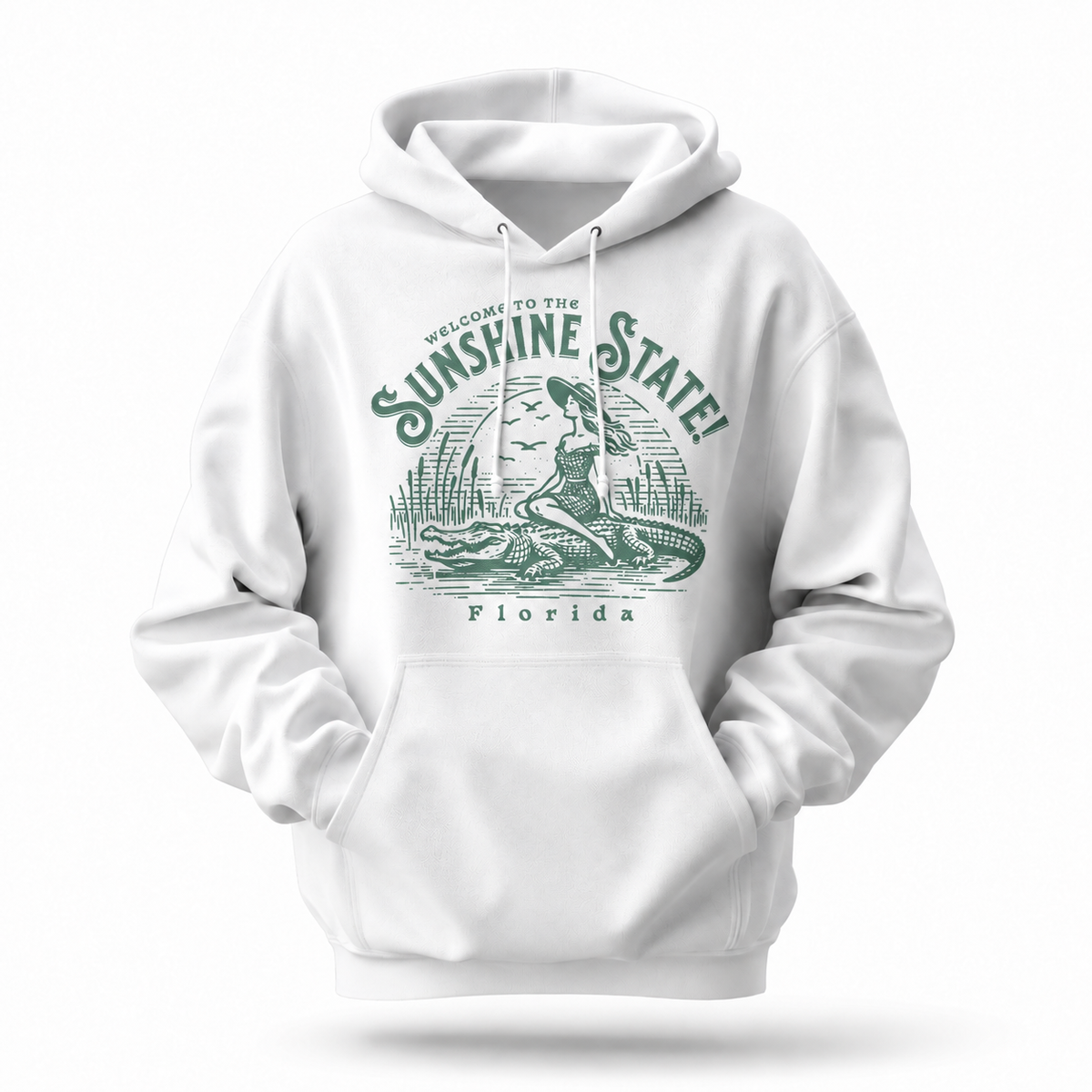 Florida Sunshine State Alligator Retro Pin-Up Hoodie