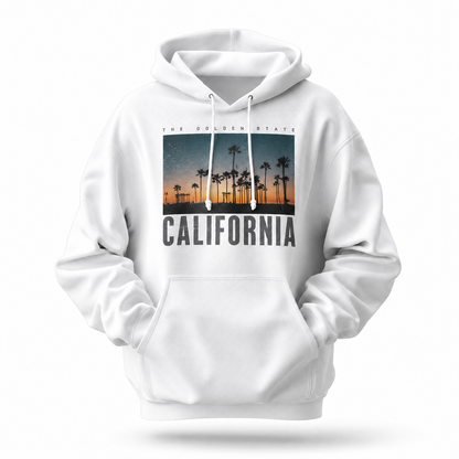 California Golden State Palm Tree Sunset Photo Hoodie