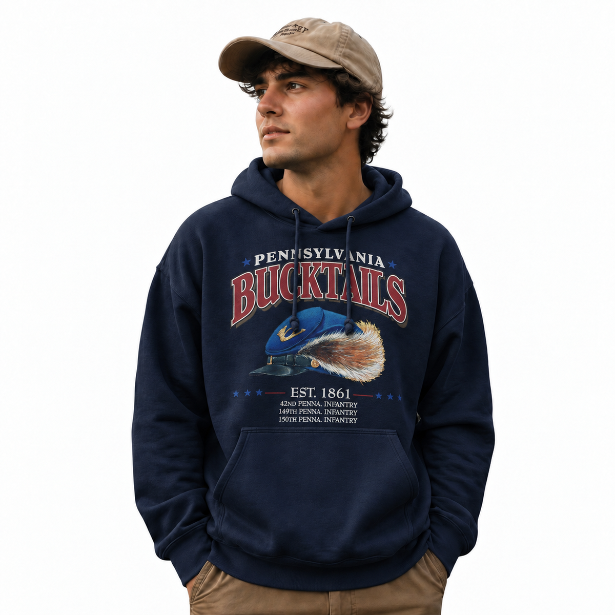 Pennsylvania Bucktails Civil War Union Kepi Est 1861 Hoodie