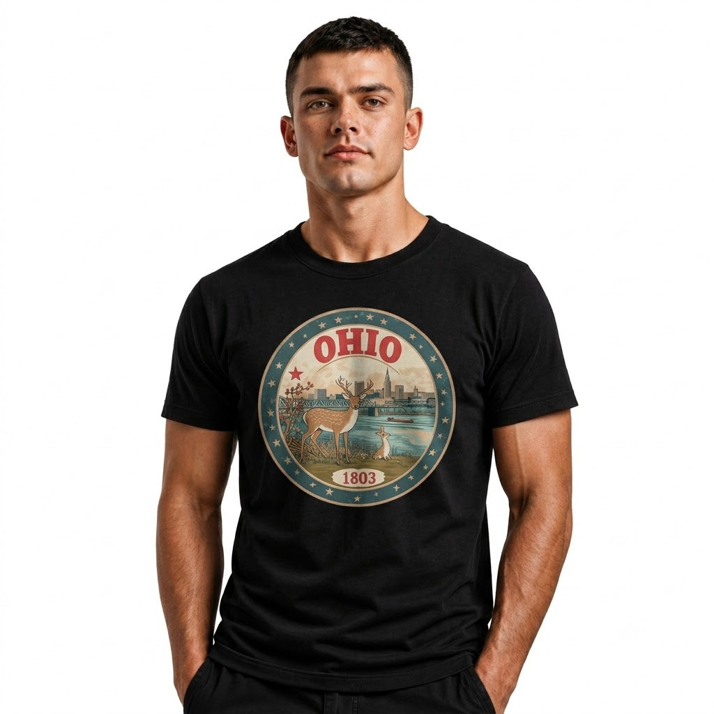 Ohio 1803 Wildlife Deer Scenic River Skyline Shirt