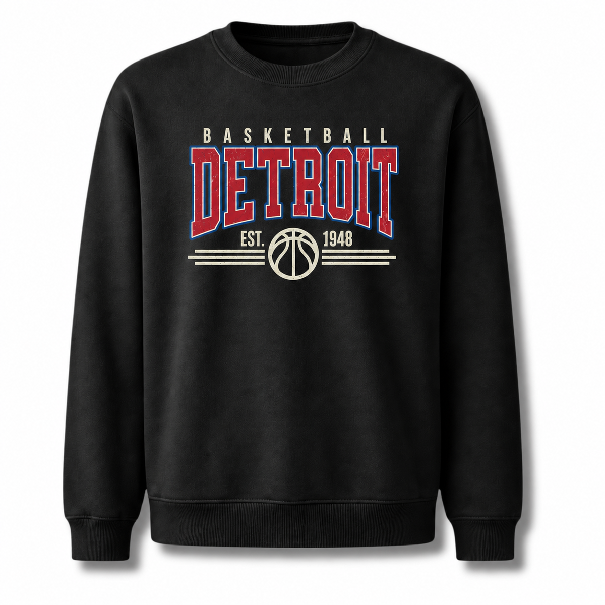 Detroit Basketball Vintage Retro Gameday Classic Sweatshirt - Black