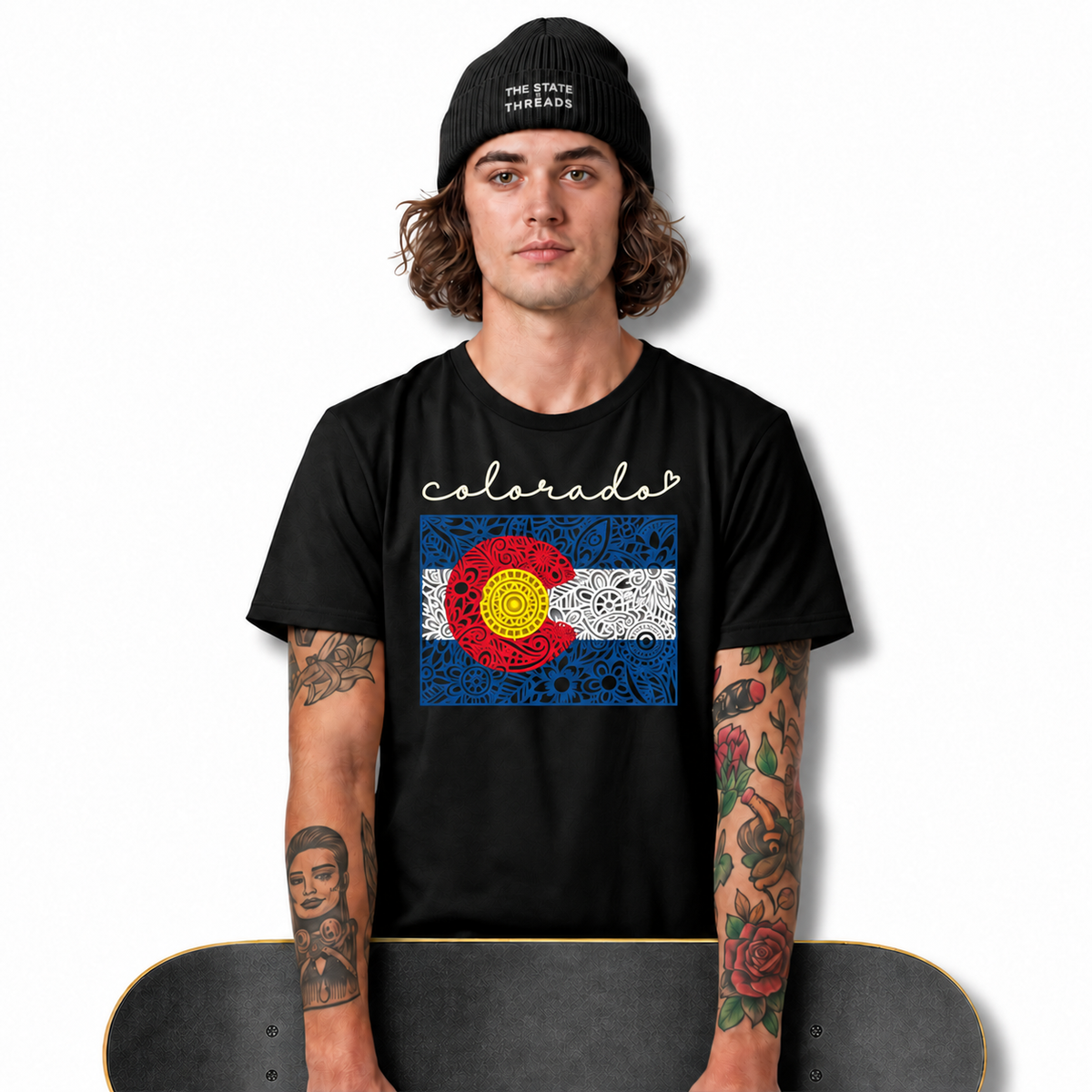 Colorado State Flag Floral Doodle Art Shirt