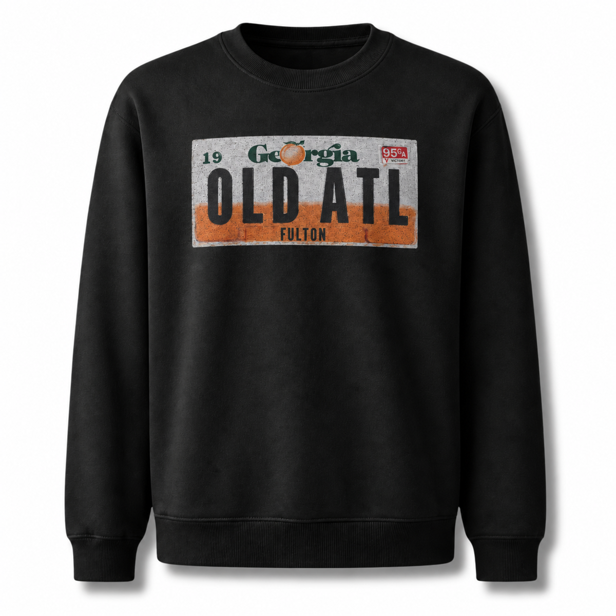 Old ATL Georgia Peach License Plate Vintage Sweatshirt - Black