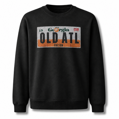 Old ATL Georgia Peach License Plate Vintage Sweatshirt - Black