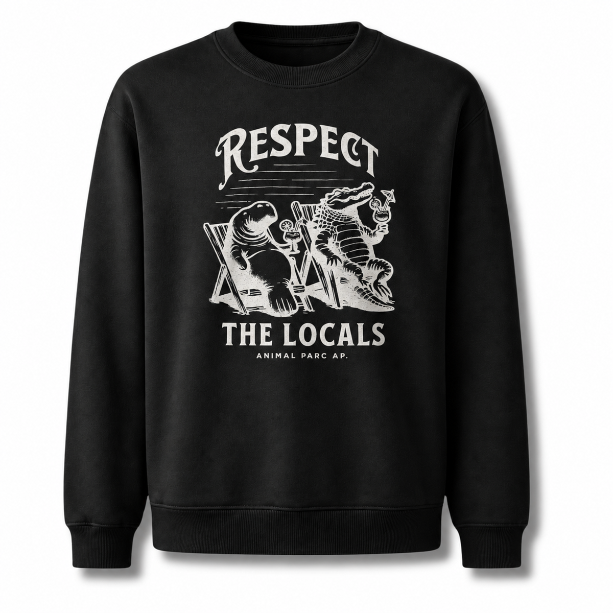 Florida Respect The Locals Manatee Alligator Sweatshirt - Black