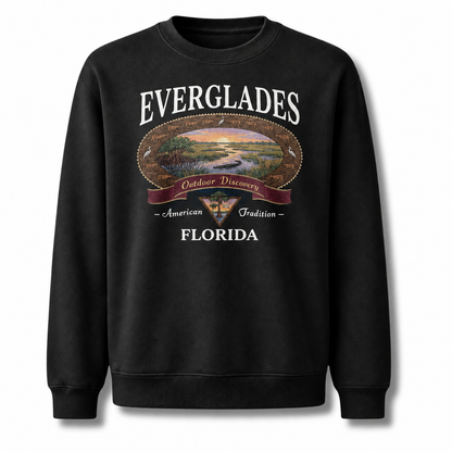 Florida Everglades Great Heron Wildlife Scene Sweatshirt - Black