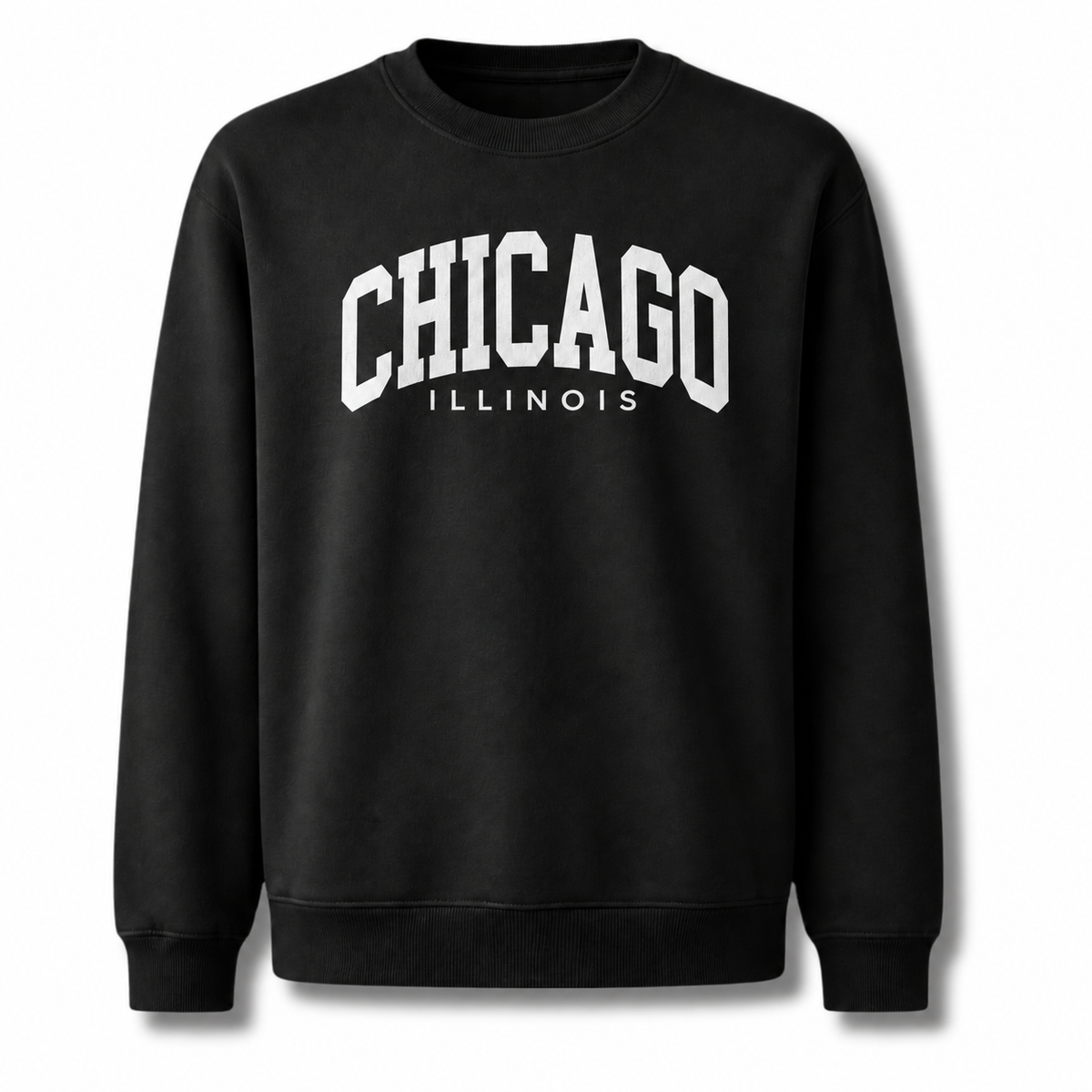 Chicago Illinois Arched Varsity Athletic Retro Sweatshirt - Black