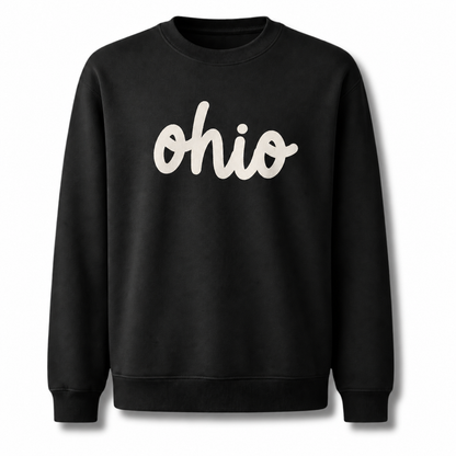 Ohio Minimalist Handwritten Cursive Script Vintage Sweatshirt - Black