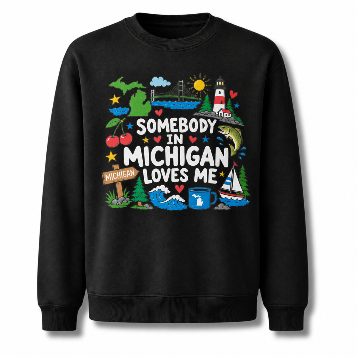 Michigan Retro Colorful Vibrant State Pride Sweatshirt - Black