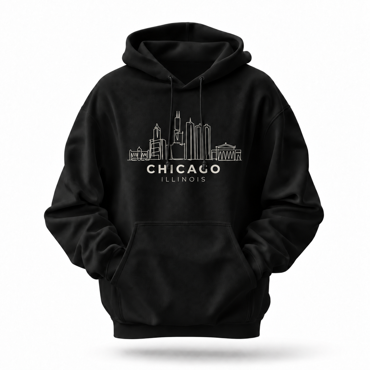 Chicago Illinois Minimalist Skyline Blue Hoodie