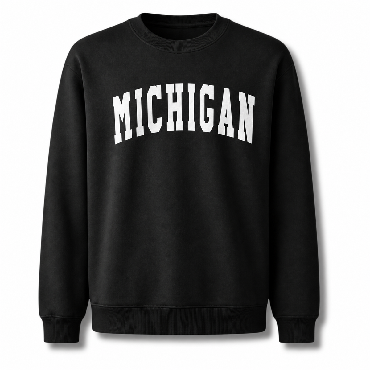 Michigan Retro Arched Varsity Collegiate Vintage Sweatshirt - Black