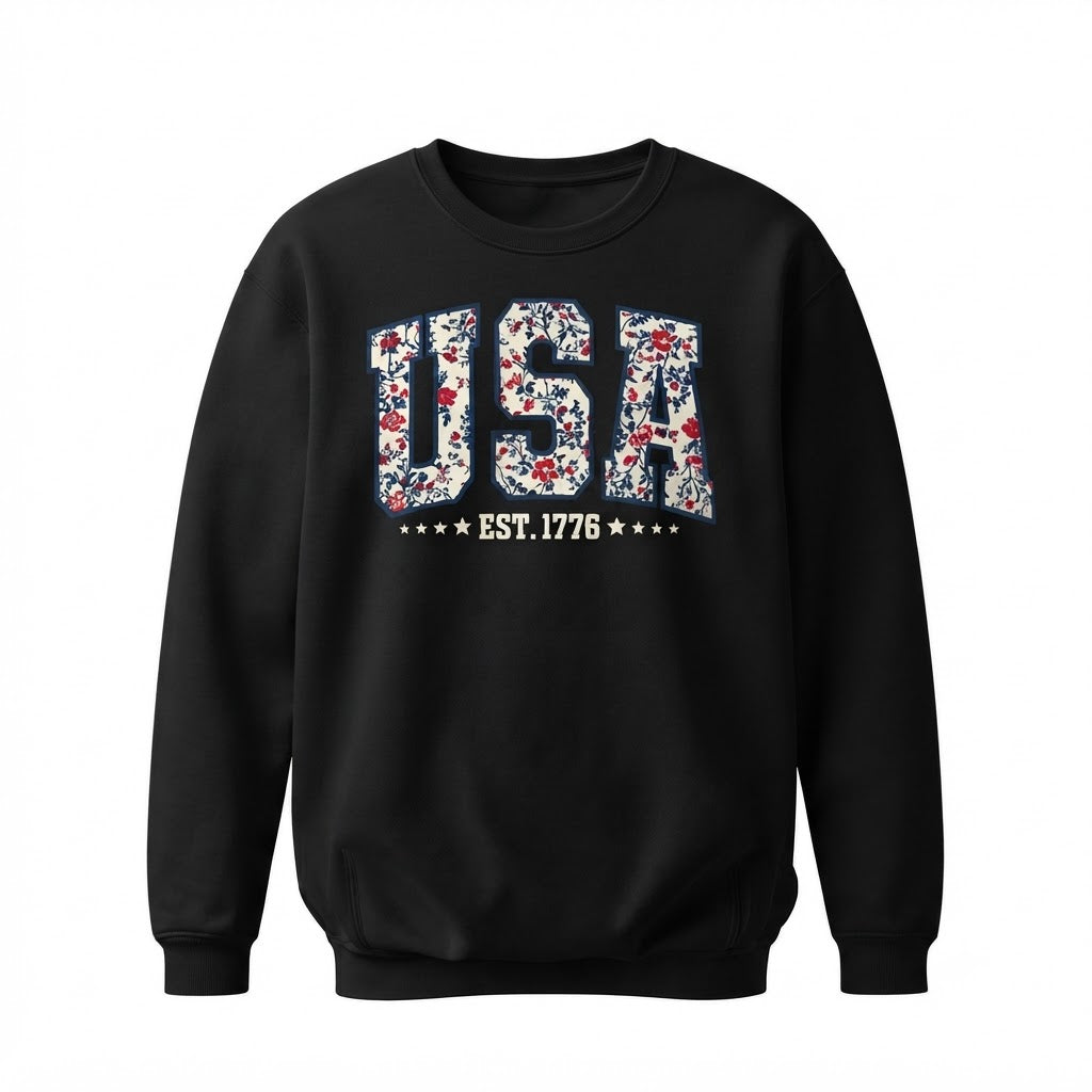 USA Floral Est. 1776 Patriotic Sweatshirt