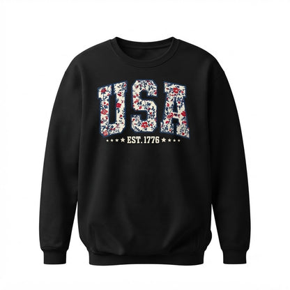 USA Floral Est. 1776 Patriotic Sweatshirt