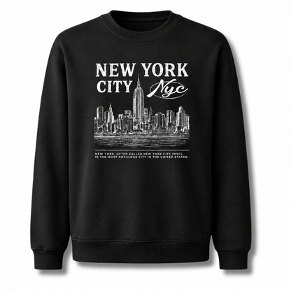 New York City Distressed Woodblock Skyline Heritage Sweatshirt - Black