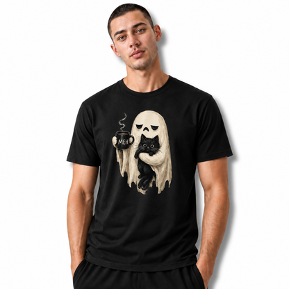 America Ghost Black Cat Coffee Halloween Spooky Shirt