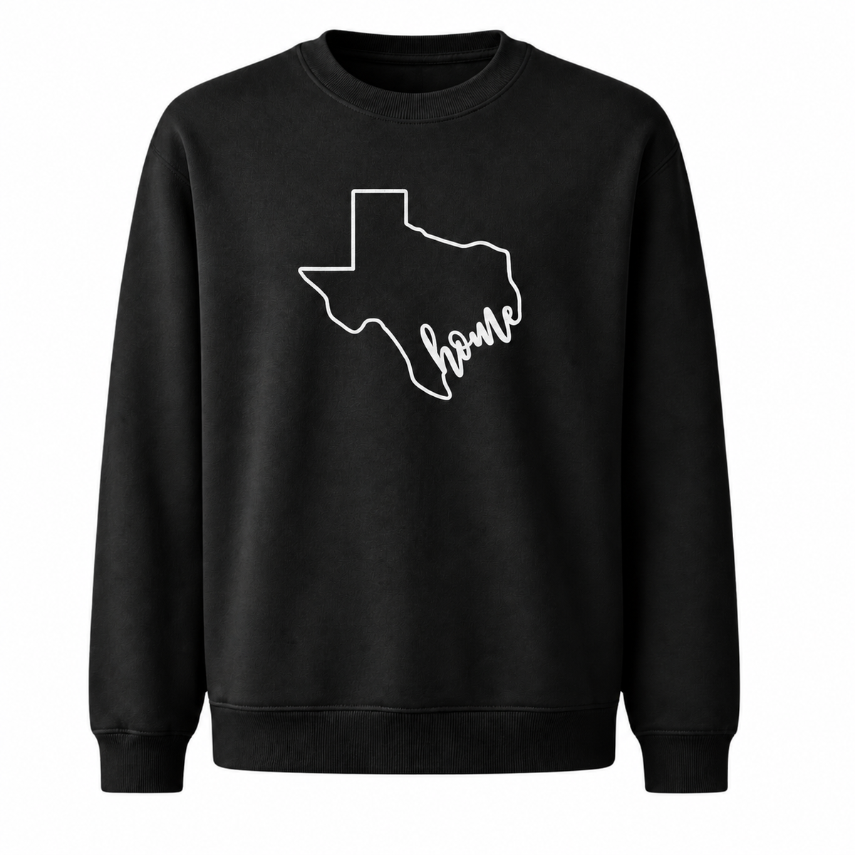 Texas Home State Pride Heart Rustic Vintage Sweatshirt - Black