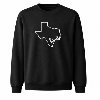 Texas Home State Pride Heart Rustic Vintage Sweatshirt - Black