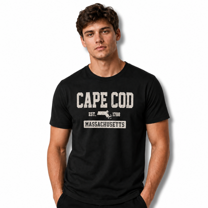 Cape Cod Massachusetts Vintage Distressed Map Shirt