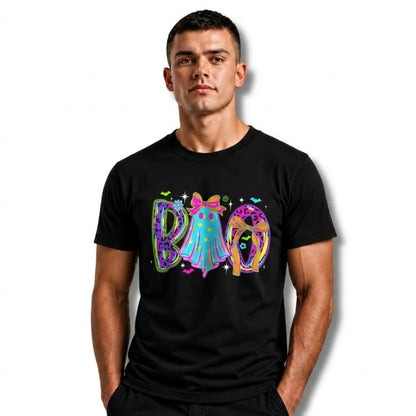 America Coquette Ghost Boo Neon Leopard Halloween Shirt