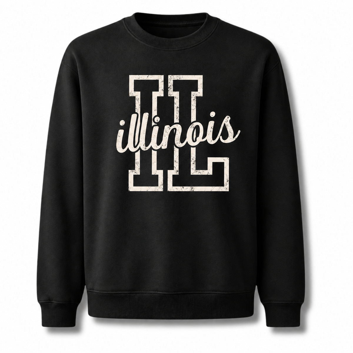 Illinois Classic Vintage Heritage State Pride Sweatshirt - Black