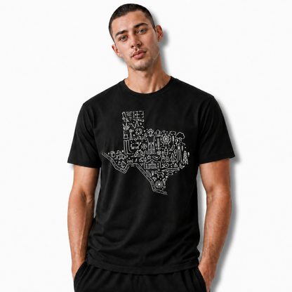 Texas Hand Drawn Map Line Art Shirt
