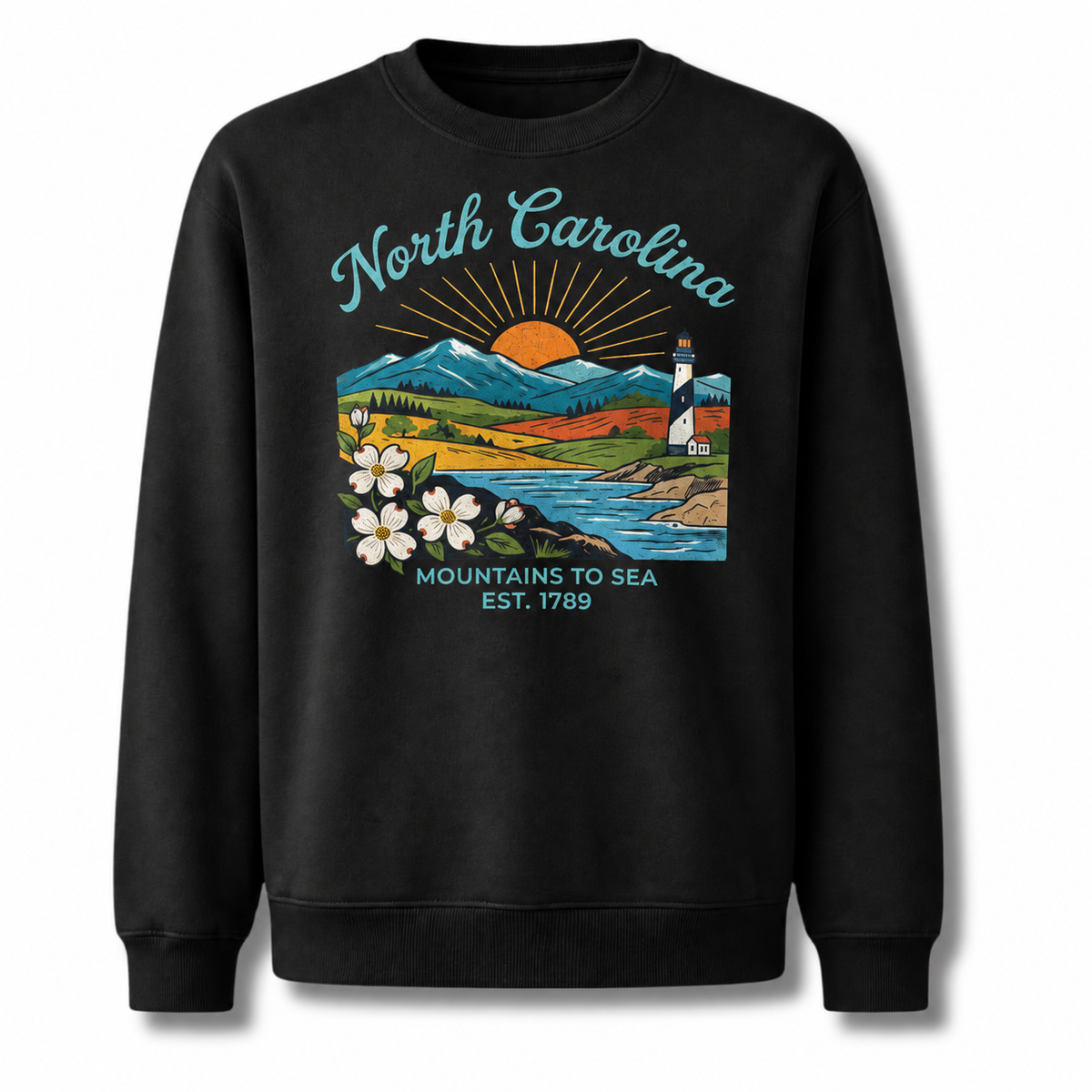 Blue Ridge Mountains North Carolina Nature Scenic Sweatshirt - Black