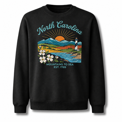 Blue Ridge Mountains North Carolina Nature Scenic Sweatshirt - Black