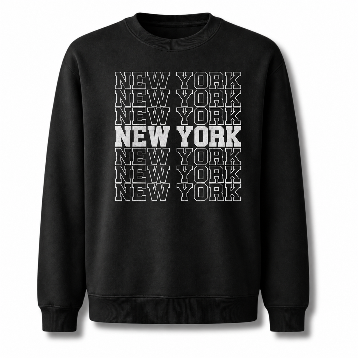 New York Arched Varsity Collegiate Retro Athletic Sweatshirt - Black