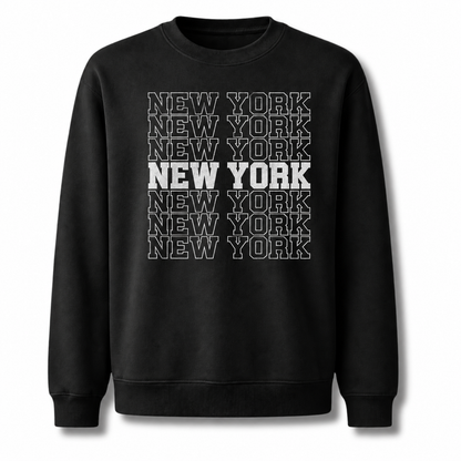 New York Arched Varsity Collegiate Retro Athletic Sweatshirt - Black