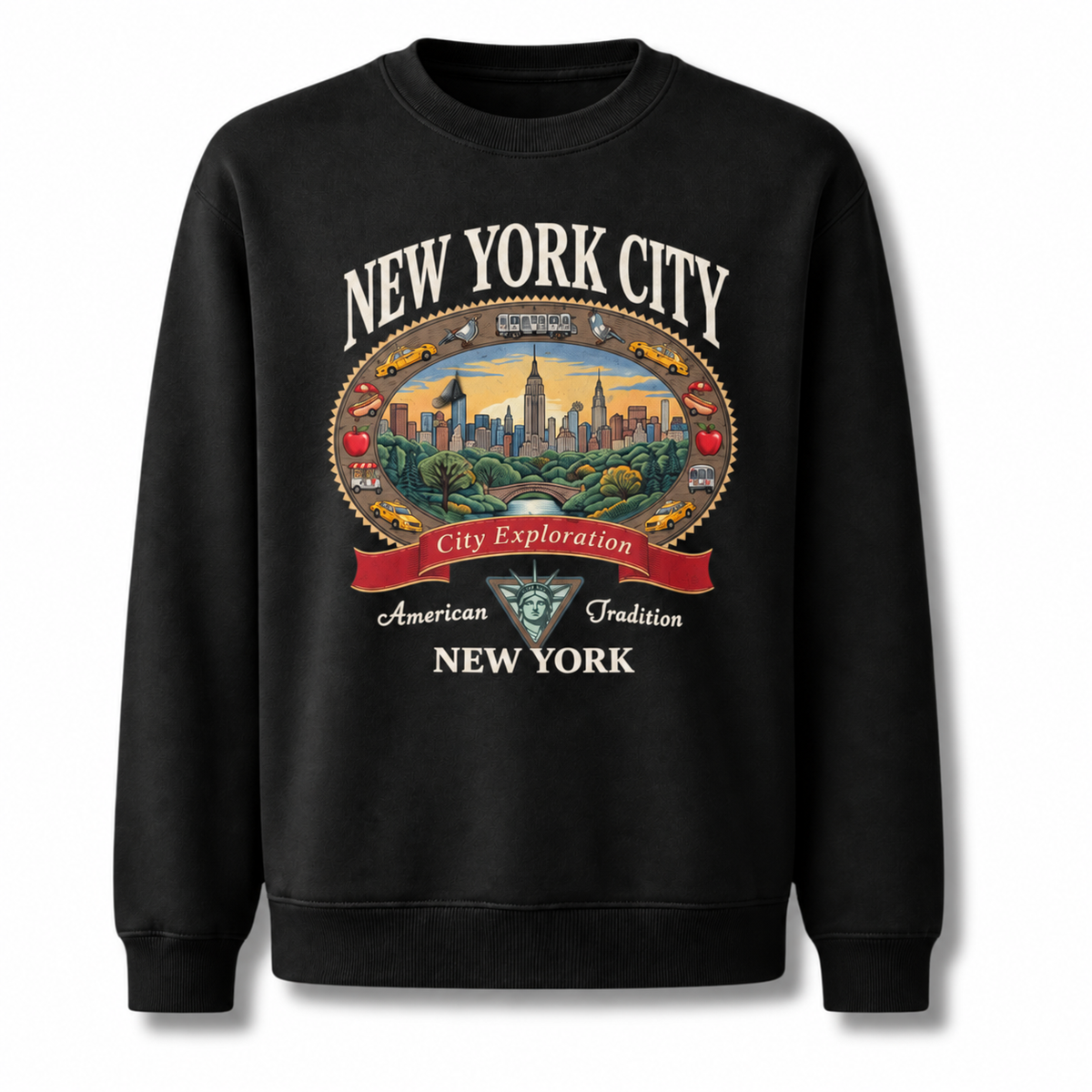 New York City Exploration Central Park Vintage Sweatshirt - Black