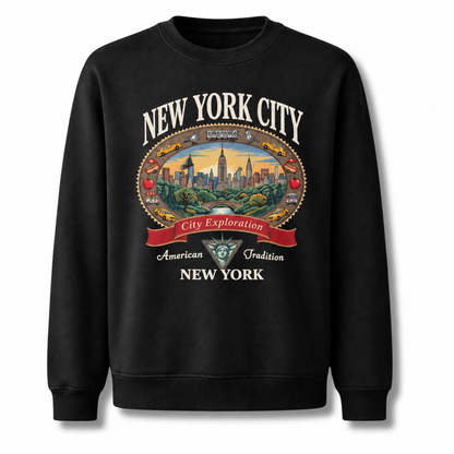 New York City Exploration Central Park Vintage Sweatshirt - Black