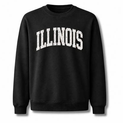 Illinois Bold Collegiate Arched Varsity Vintage Sweatshirt - Black