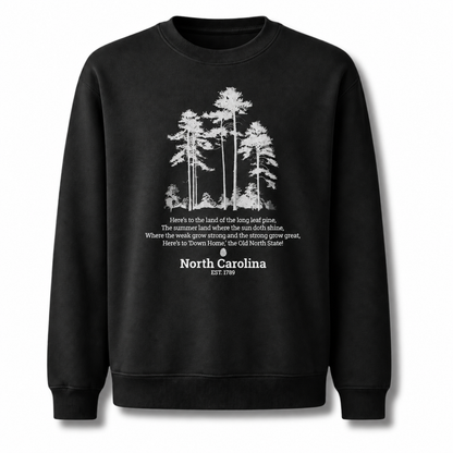 North Carolina Longleaf Pine Forest Nature Outdoor Sweatshirt - Black