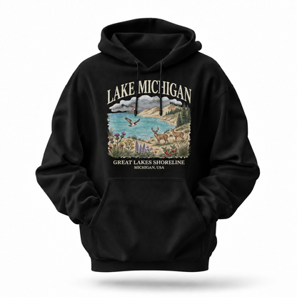Lake Michigan Great Lakes Shoreline Hoodie