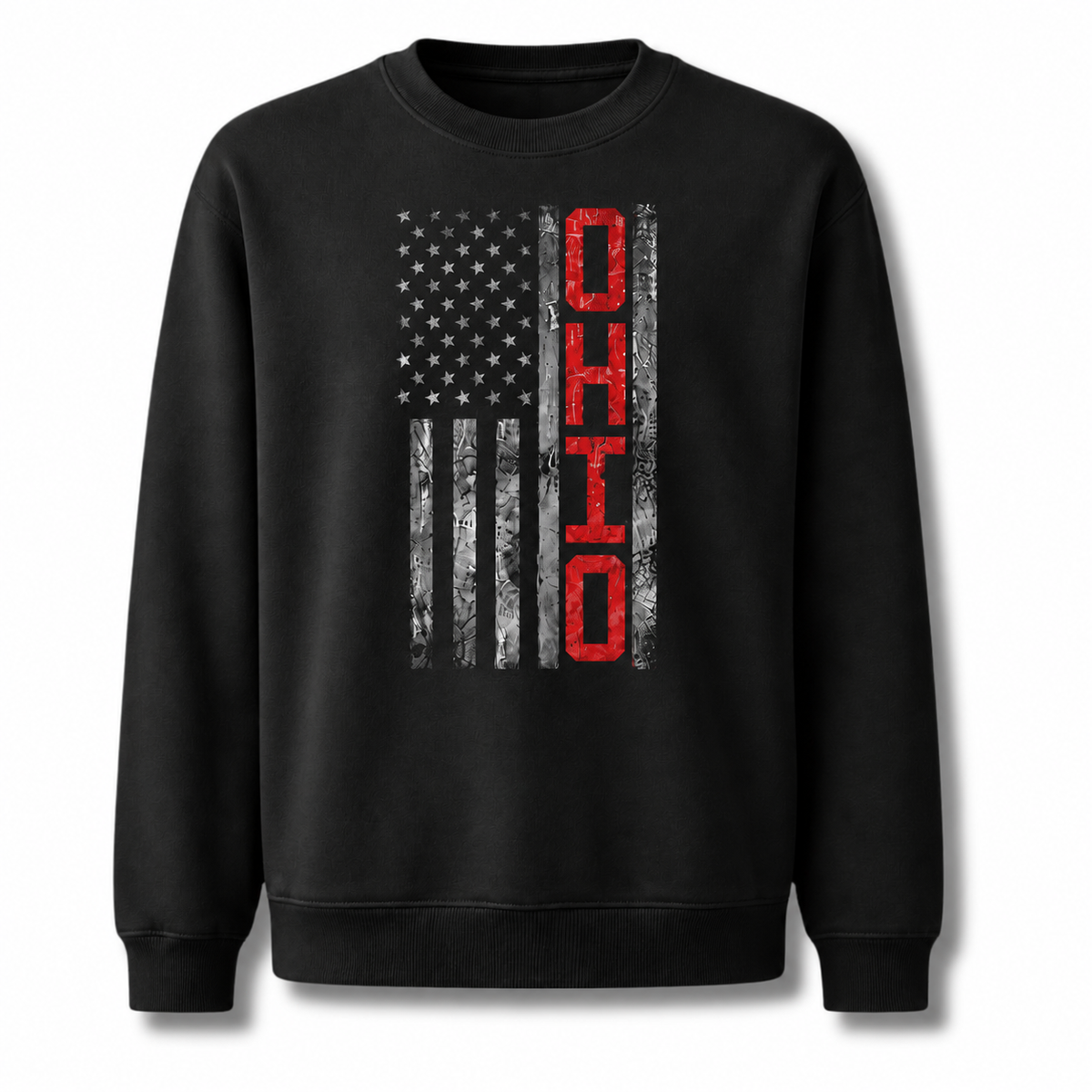 Ohio State Flag Heritage Patriotic Vintage Sweatshirt - Black