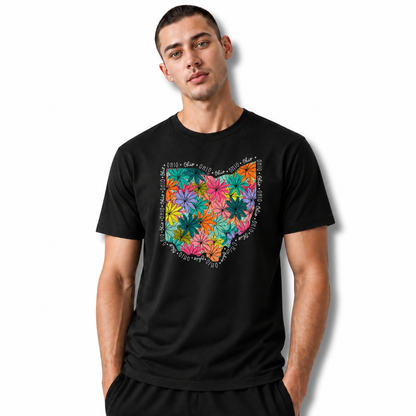 Ohio Floral State Outline Colorful Botanical Shirt