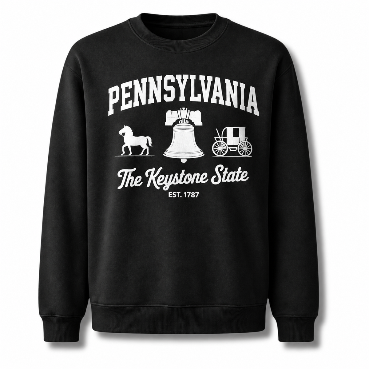 Pennsylvania Keystone State Historic Crest Vintage Sweatshirt - Black