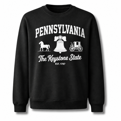 Pennsylvania Keystone State Historic Crest Vintage Sweatshirt - Black