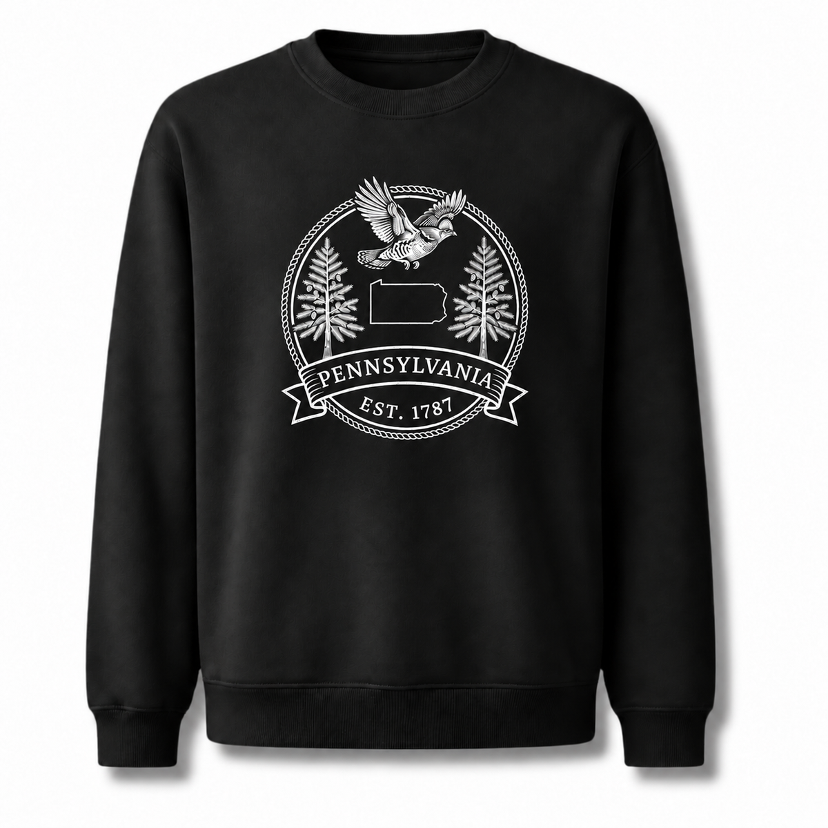 Pennsylvania Historic State Emblem Classic Vintage Sweatshirt - Black
