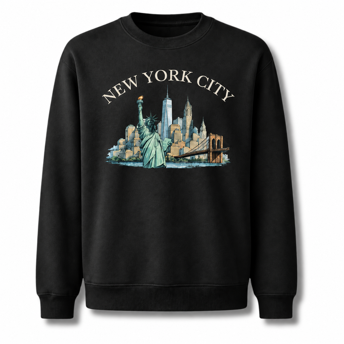 Statue Of Liberty Manhattan Harbor Vintage Classic Sweatshirt - Black