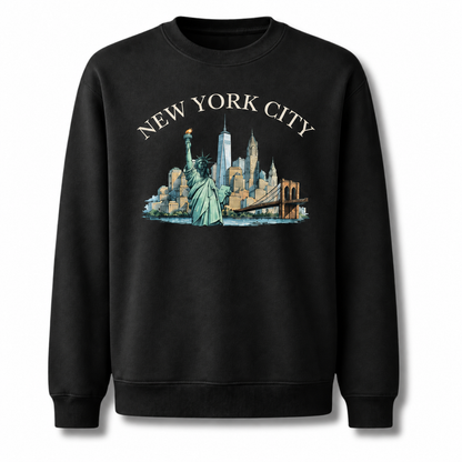 Statue Of Liberty Manhattan Harbor Vintage Classic Sweatshirt - Black