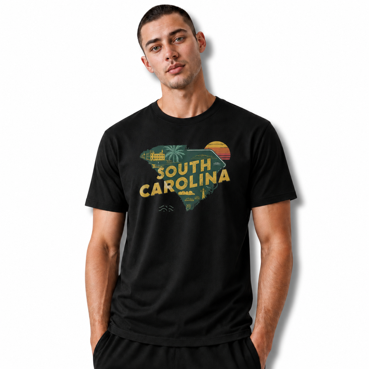 South Carolina State Map Sunset Travel Souvenir Shirt