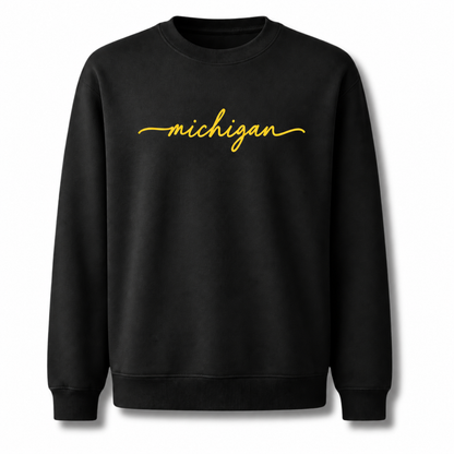 Michigan Maize Gold Vintage Athletic Collegiate Sweatshirt - Black